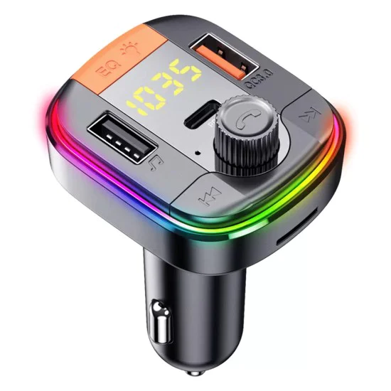 Зарядно за кола с FM модулатор, LED дисплей, 2xUSB, Type-C, 18W - Yesido (Y45) - черно