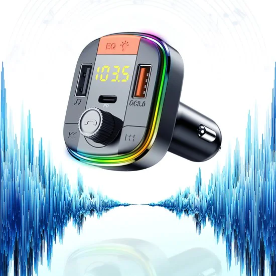 Зарядно за кола с FM модулатор, LED дисплей, 2xUSB, Type-C, 18W - Yesido (Y45) - черно