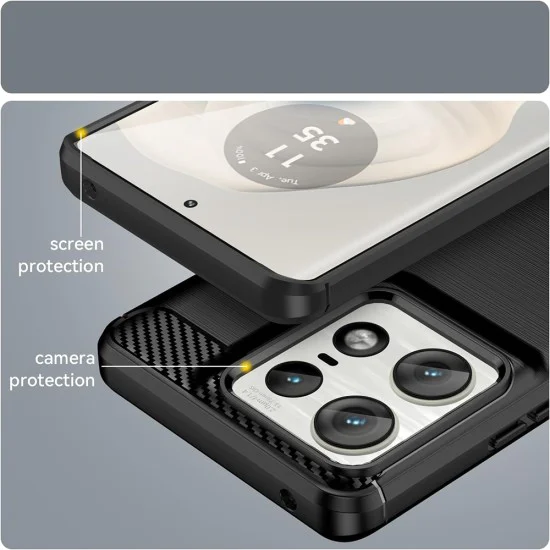 Калъф за Motorola Edge 50 Ultra - Carbon Silicone - Techsuit - Син