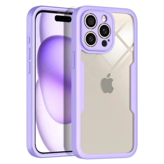 Калъф за iPhone 15 Pro Max + Протектор - ColorVerse 360 ​​Series - лилав