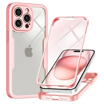 Калъф за iPhone 15 Pro + Cover - Techsuit - ColorVerse 360 ​​Series - Розов