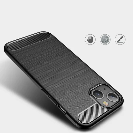 Калъф за iPhone 13 - Carbon Silicone - Черен