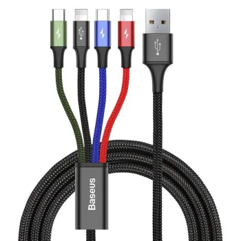 USB към Type-C кабел за данни 20 W, 1,2 m, 4 в 1 - Baseus Rapid (CA1T4-A01) - черен