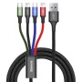USB към Type-C кабел за данни 20 W, 1,2 m, 4 в 1 - Baseus Rapid (CA1T4-A01) - черен