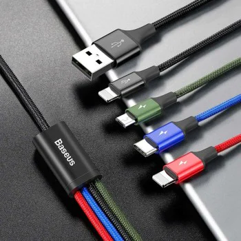 USB към Type-C кабел за данни 20 W, 1,2 m, 4 в 1 - Baseus Rapid (CA1T4-A01) - черен