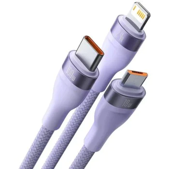Кабел за данни 3в1, USB, 100W, 1.2m - Baseus Flash Series 2 (CASS030005) - лилав