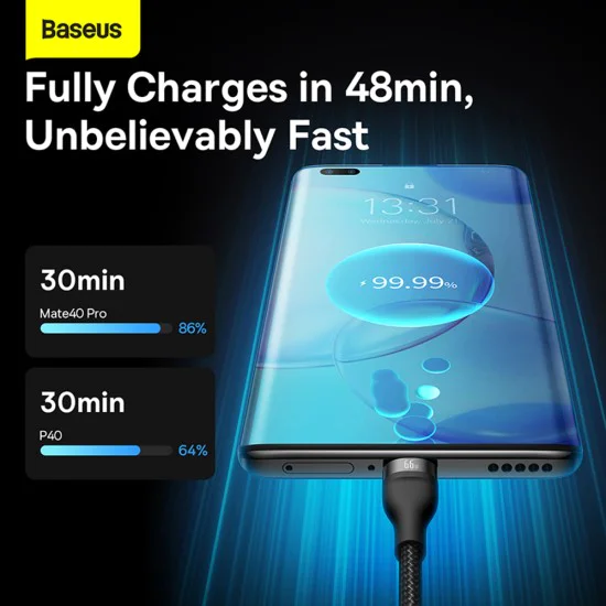 Кабел за данни 3в1, USB, 66W, 1.2m - Baseus Flash Series 2 (CASS040001) - черен