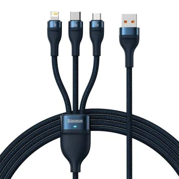 Кабел за данни 3в1, USB, 66W, 1.2m - Baseus Flash Series 2 (CASS040003) - син