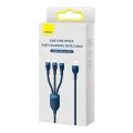 Кабел за данни 3в1, USB, 66W, 1.2m - Baseus Flash Series 2 (CASS040003) - син