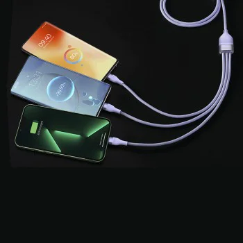 Кабел за данни 3в1, USB, 66W, 1.2m - Baseus Flash Series 2 (CASS040005) - лилав