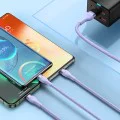 Кабел за данни 3в1, USB, 66W, 1.2m - Baseus Flash Series 2 (CASS040005) - лилав