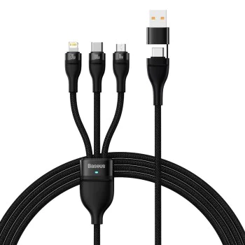 Кабел за данни с USB адаптер, Type-C, 100 W, 1,2 m - Baseus Flash Series 2 (CASS030101) - черен