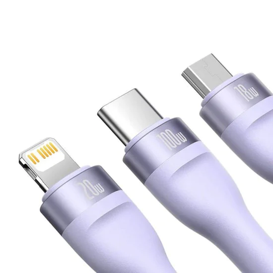 Кабел за данни с USB адаптер, Type-C, 100 W, 1,2 m - Baseus Flash Series 2 (CASS030105) - лилав