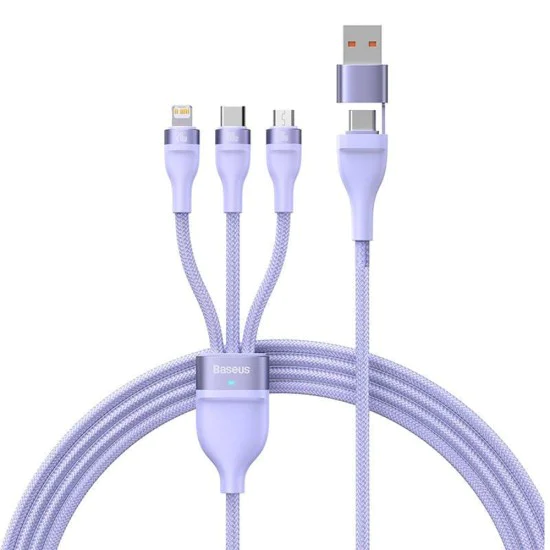 Кабел за данни с USB адаптер, Type-C, 100 W, 1,2 m - Baseus Flash Series 2 (CASS030105) - лилав