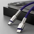 Кабел Type-C към Lightning, Fast Charging PD20W, 480Mbps, 2.4A, 1m - Baseus Cafule Series Metal (CATLJK-A05) - лилав