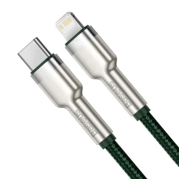 Type-C към Lightning кабел, 20 W, 480 Mbps, 1 m - Baseus Cafule Series Metal (CATLJK-A06) - тъмно зелен