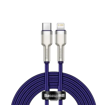 Type-C към Lightning кабел 20W, 2m - серия Baseus Cafule (CATLJK-B05) - лилав