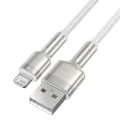 USB към Lightning кабел, 2.4A, 480Mbps, 1m - Baseus Cafule Series Metal (CALJK-A02) - Бял