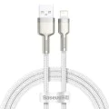 USB към Lightning кабел, 2.4A, 480Mbps, 1m - Baseus Cafule Series Metal (CALJK-A02) - Бял