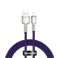 Кабел USB към Lightning, 2.4A, 480Mbps, 1m - Baseus Cafule Series Metal (CALJK-A05) - Лилав
