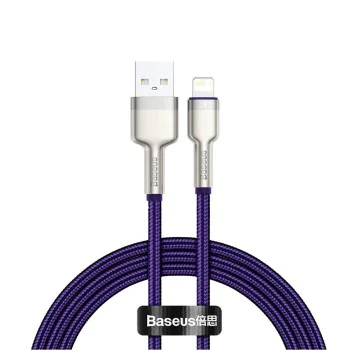 Кабел USB към Lightning, 2.4A, 480Mbps, 1m - Baseus Cafule Series Metal (CALJK-A05) - Лилав