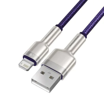 Кабел USB към Lightning, 2.4A, 480Mbps, 1m - Baseus Cafule Series Metal (CALJK-A05) - Лилав