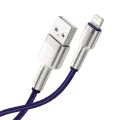 Кабел USB към Lightning, 2.4A, 480Mbps, 1m - Baseus Cafule Series Metal (CALJK-A05) - Лилав