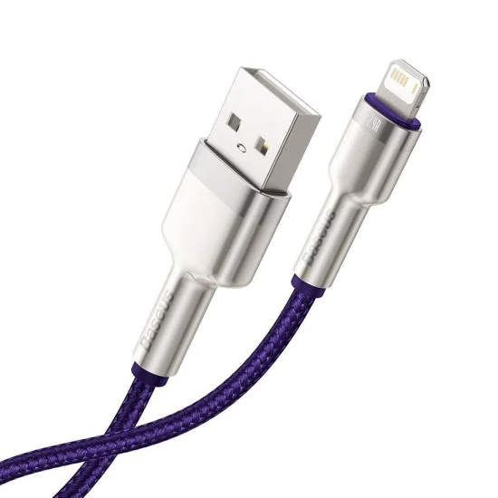 Кабел USB към Lightning, 2.4A, 480Mbps, 1m - Baseus Cafule Series Metal (CALJK-A05) - Лилав