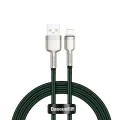 USB към Lightning кабел, 2.4A, 480Mbps, 1m - Baseus Cafule Series Metal (CALJK-A06) - зелен