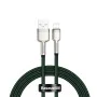 USB към Lightning кабел, 2.4A, 480Mbps, 1m - Baseus Cafule Series Metal (CALJK-A06) - зелен