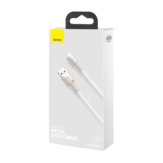 USB към Lightning Data Cable 2.4A, 2m - Baseus Coffees (CALJK-B02) - Бял