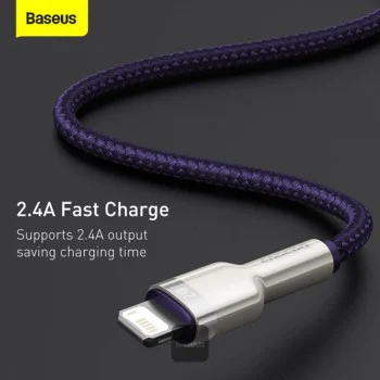 Кабел за данни USB към Lightning 2.4A, 2m - Baseus Coffees (CALJK-B05) - лилав