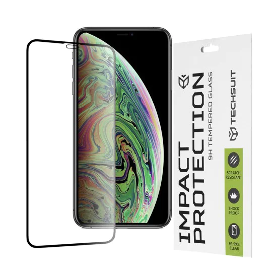 Протектор за iPhone X / iPhone XS / iPhone 11 Pro - 111D Full Cover / Full Glue Glass - черен
