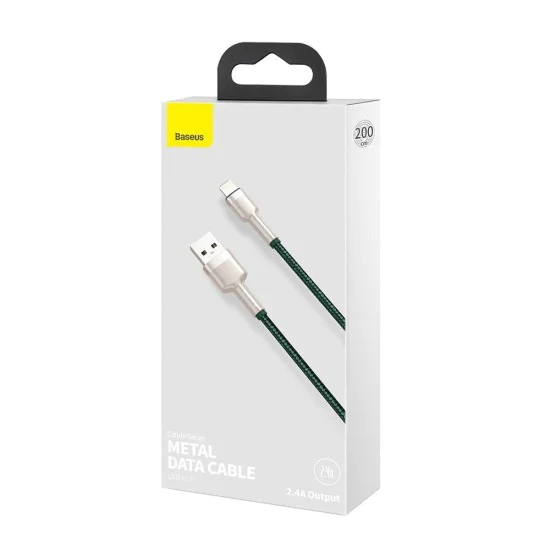 Кабел за данни USB към Lightning 2.4A, 2m - Baseus Coffees (CALJK-B06) - зелен