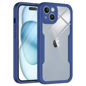 Калъф за iPhone 15 Plus + Протектор - ColorVerse 360 ​​Series - син