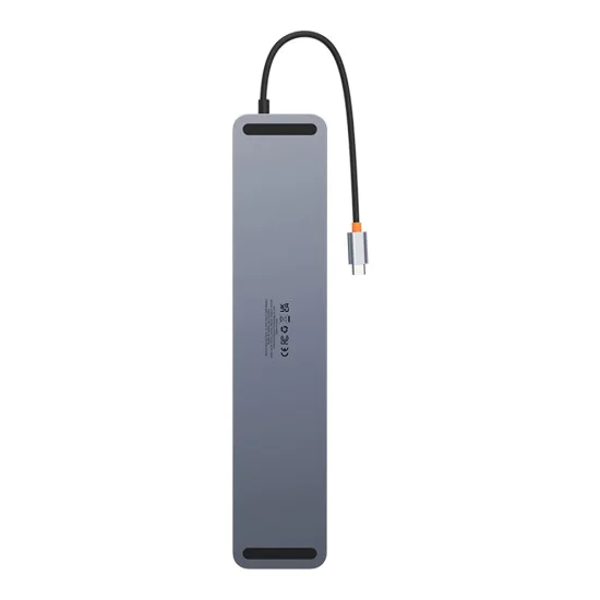 Хъб тип-C към HDMI x 2, USB3.0 x 3, тип-C, DP, SD/TF, RJ45, USB-C, жак, 100 W - Baseus (WKSXX030213) - черен