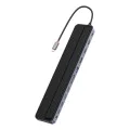 Хъб тип-C към HDMI x 2, USB3.0 x 3, тип-C, DP, SD/TF, RJ45, USB-C, жак, 100 W - Baseus (WKSXX030213) - черен