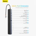 Хъб тип-C към HDMI x 2, USB3.0 x 3, тип-C, DP, SD/TF, RJ45, USB-C, жак, 100 W - Baseus (WKSXX030213) - черен