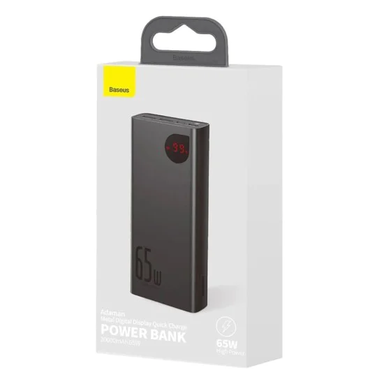 Външна батерия – Baseus Adaman PPIMDA-D01 – 2x USB, Type-C, Micro-USB, 65W, 20000mAh, с Type-C кабел – Черен