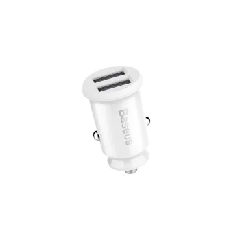USB зарядно за кола, 5V, 3.1A - Baseus Grain (CCALL-ML02) - бяло