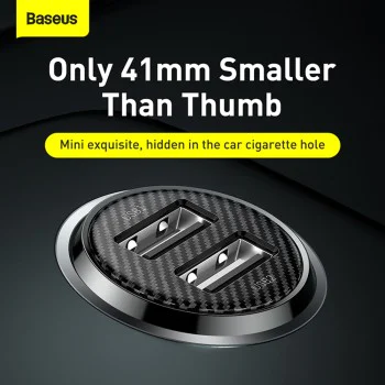 USB зарядно за кола, 5V, 3.1A - Baseus Grain (CCALL-ML02) - бяло