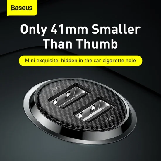 USB зарядно за кола, 5V, 3.1A - Baseus Grain (CCALL-ML02) - бяло