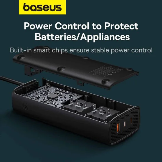USB инвертор за кола, Type-C, CN/US/EU, 150W - Baseus (CGNB020101) - Черен