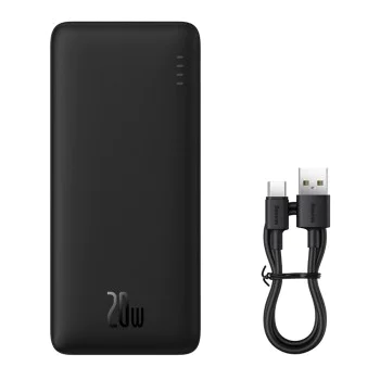 Външна USB батерия, Type-C, Micro-USB, 20W, 10000mAh + Type-C кабел - Baseus Airpow (PPQD090001) - Черен