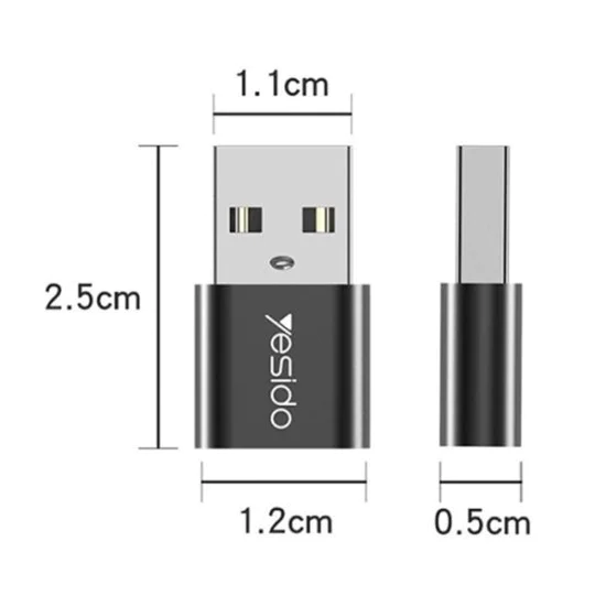 USB към Type-C 5Gbps OTG адаптер - Yesido (GS09) - черен