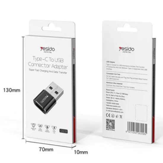 USB към Type-C 5Gbps OTG адаптер - Yesido (GS09) - черен