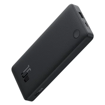 Външен USB батериен пакет USB, Type-C, 15W, 10000mAh + Type-C кабел, 30cm - Baseus Airpow Lite (P10067500123-00) - Cosmic Black
