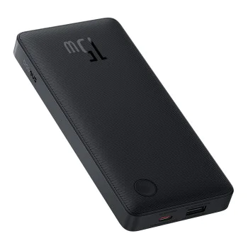Външен USB батериен пакет USB, Type-C, 15W, 10000mAh + Type-C кабел, 30cm - Baseus Airpow Lite (P10067500123-00) - Cosmic Black