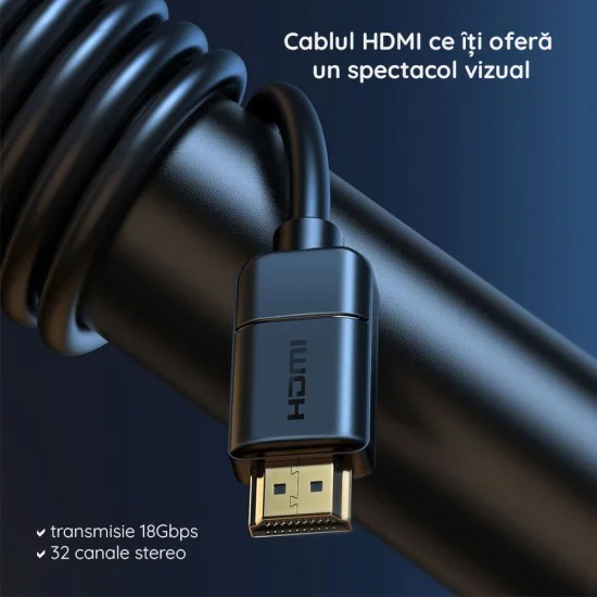 HDMI видео кабел HDMI към HDMI 4k@30Hz, 5m - Baseus (CAKGQ-D01) - черен