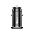 Двойно зарядно за кола, USB, 30 W - Baseus Square Metal (CCALL-DS01) - черно